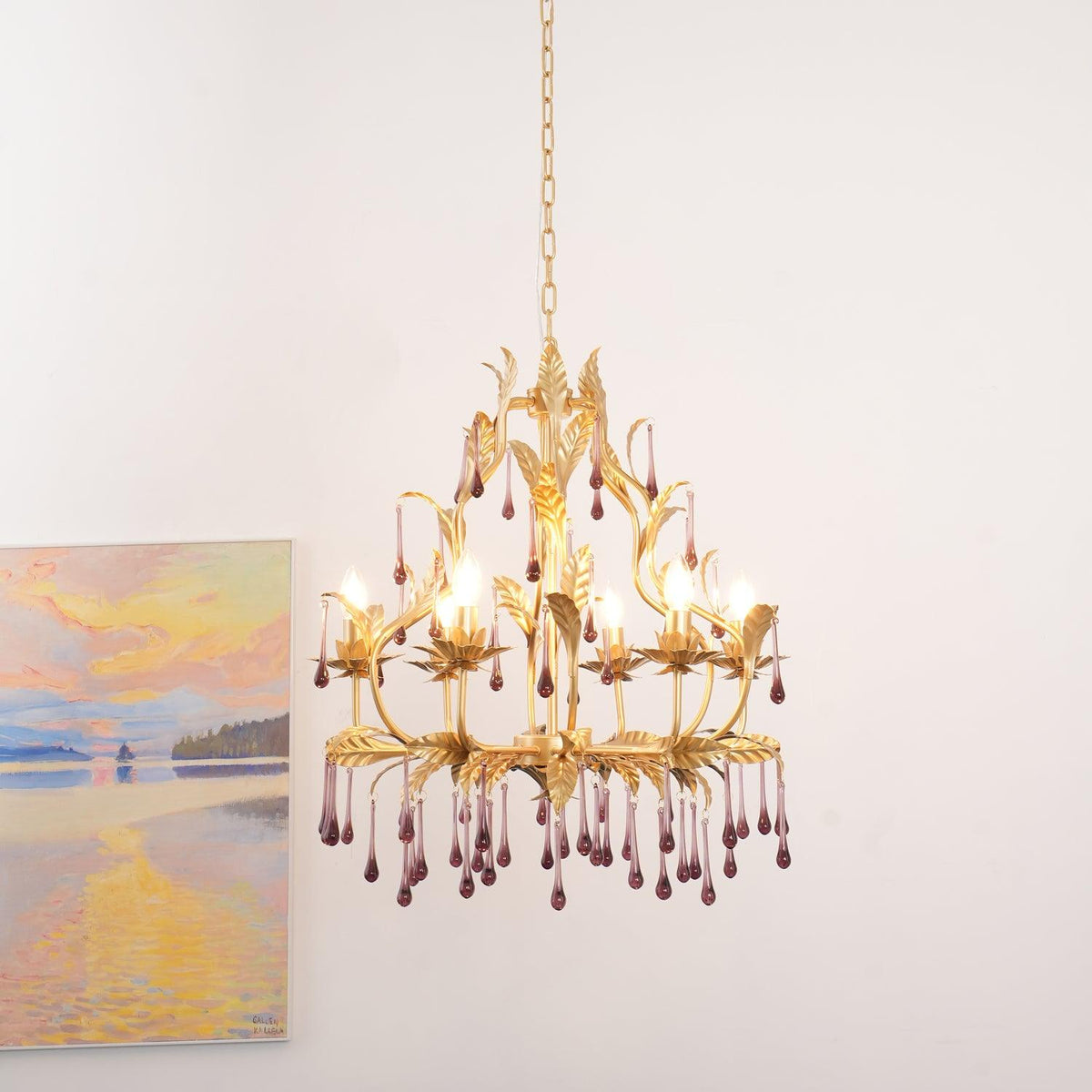 Orienaine Pendelleuchte Gold Blatt