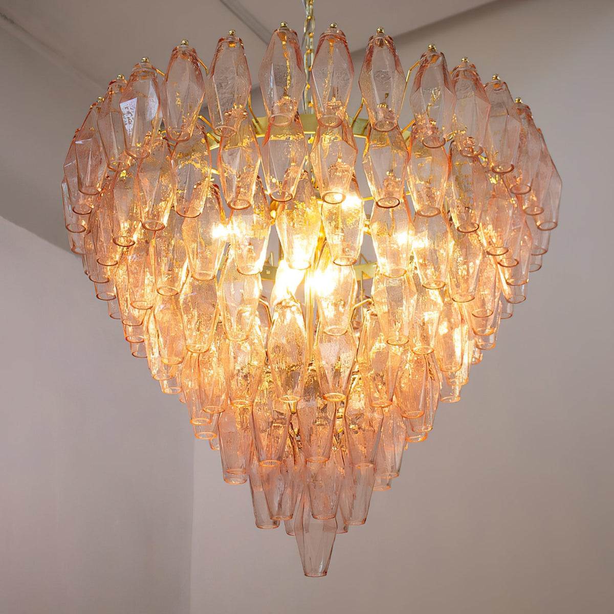 Rosalique Kronleuchter aus Glas in Lila &