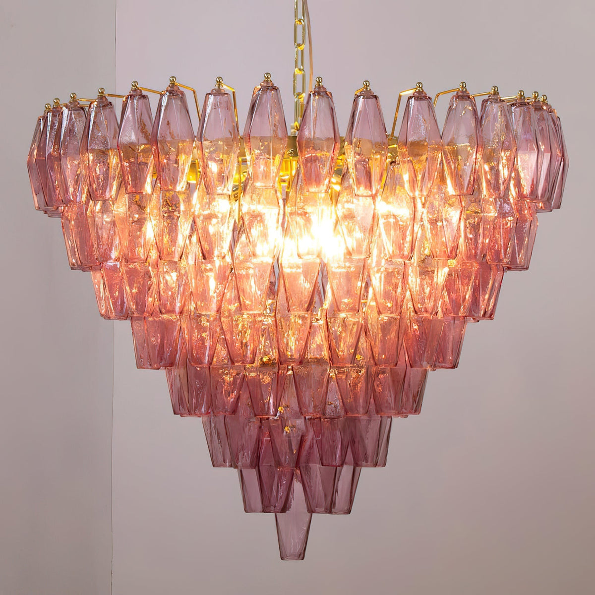 Rosalique Kronleuchter aus Glas in Lila &
