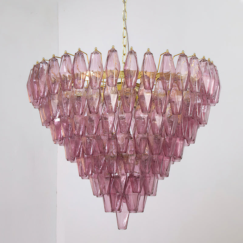 Rosalique Kronleuchter aus Glas in Lila &
