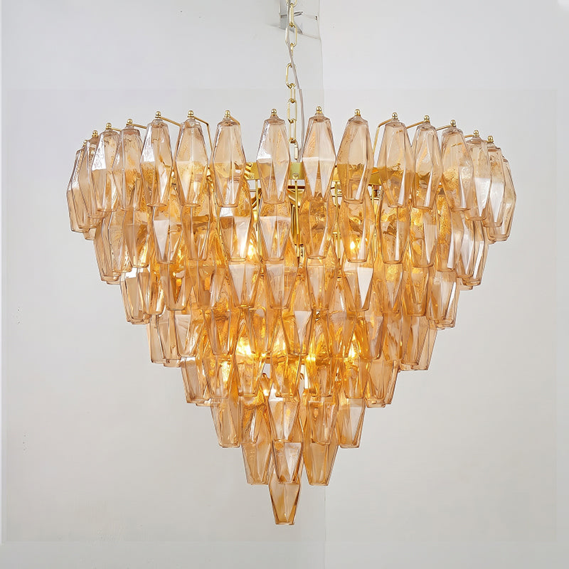 Rosalique Kronleuchter aus Glas in Lila &