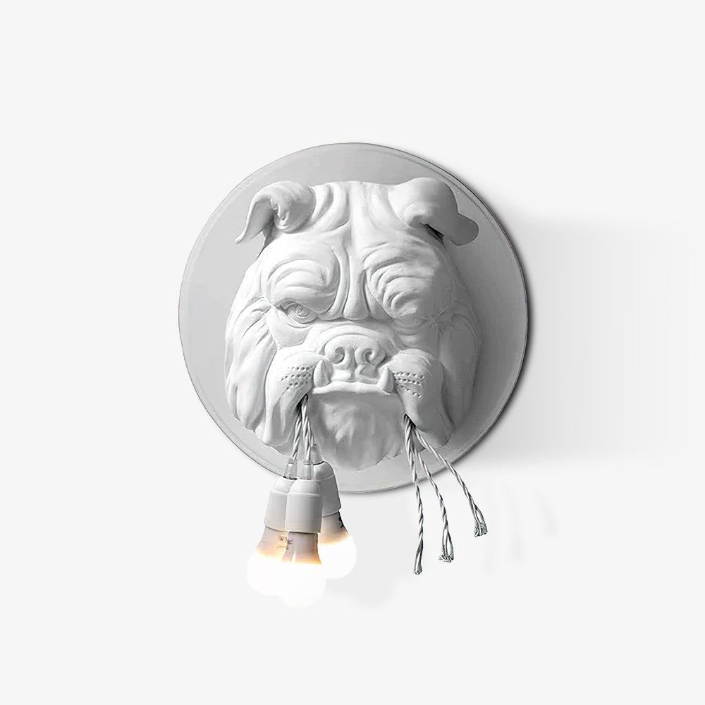 Umeri Wandleuchte Bulldog-Skulptur whimsisch