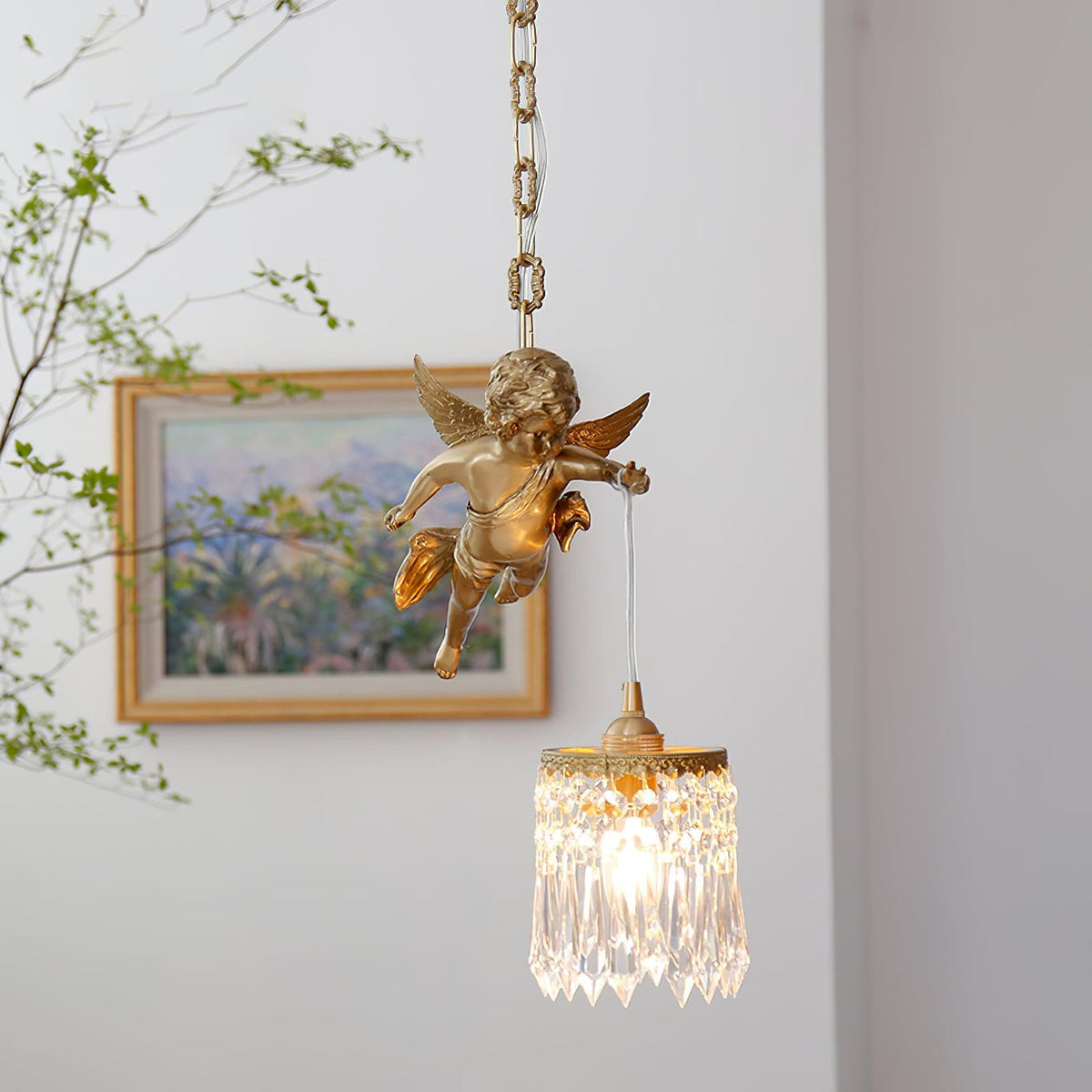 Calytra Messing & Kristall Kunst-Pendelleuchte