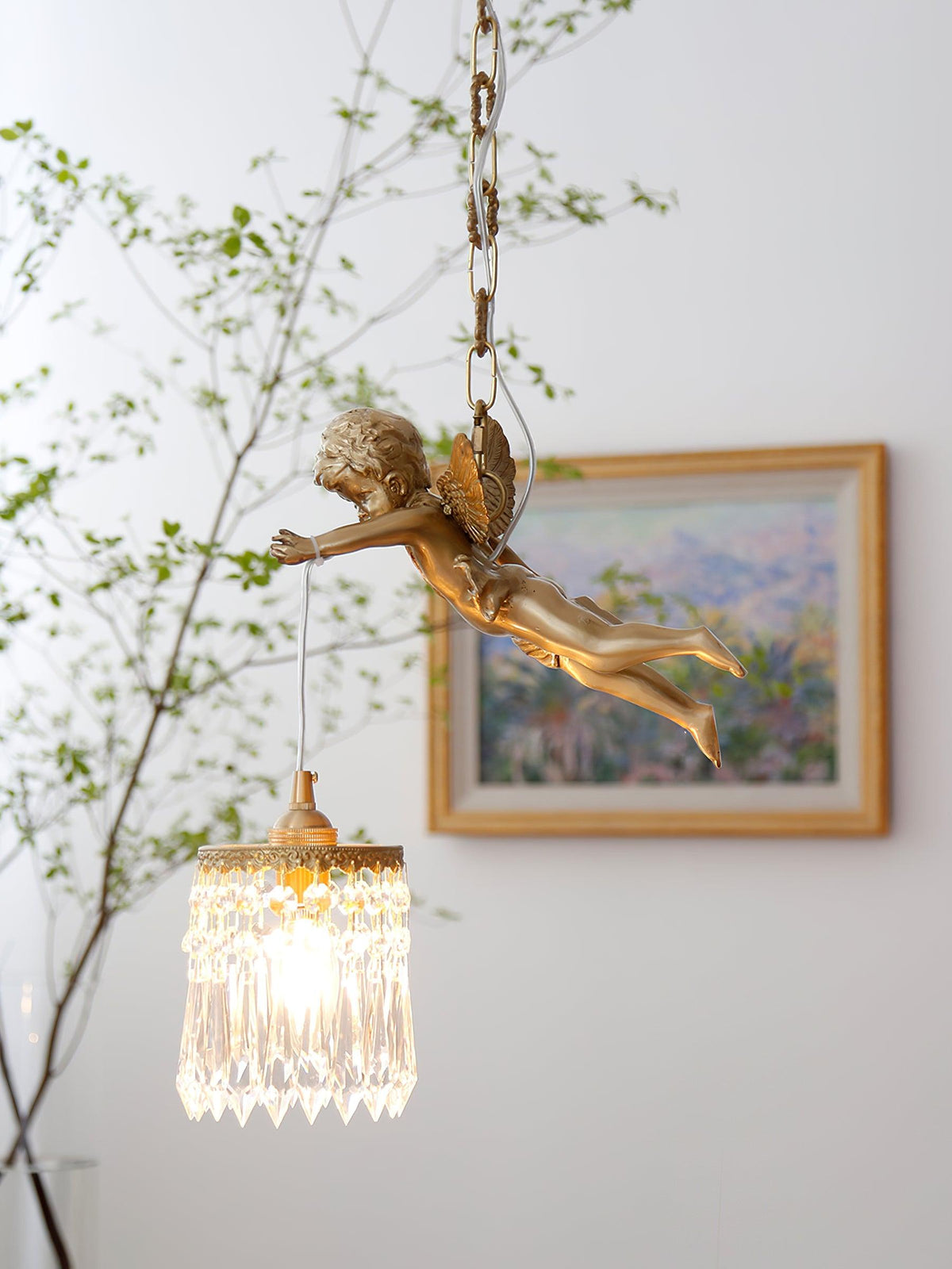 Calytra Messing & Kristall Kunst-Pendelleuchte