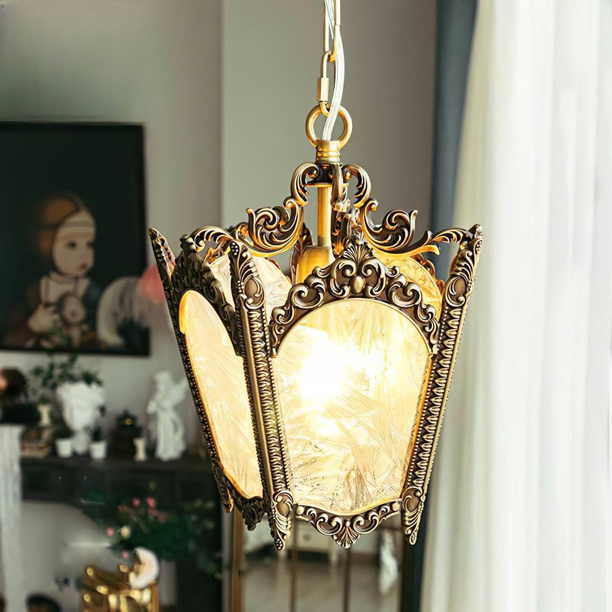 Auririelle Pendelleuchte aus Messing im Empire-Stil, antik und elegant