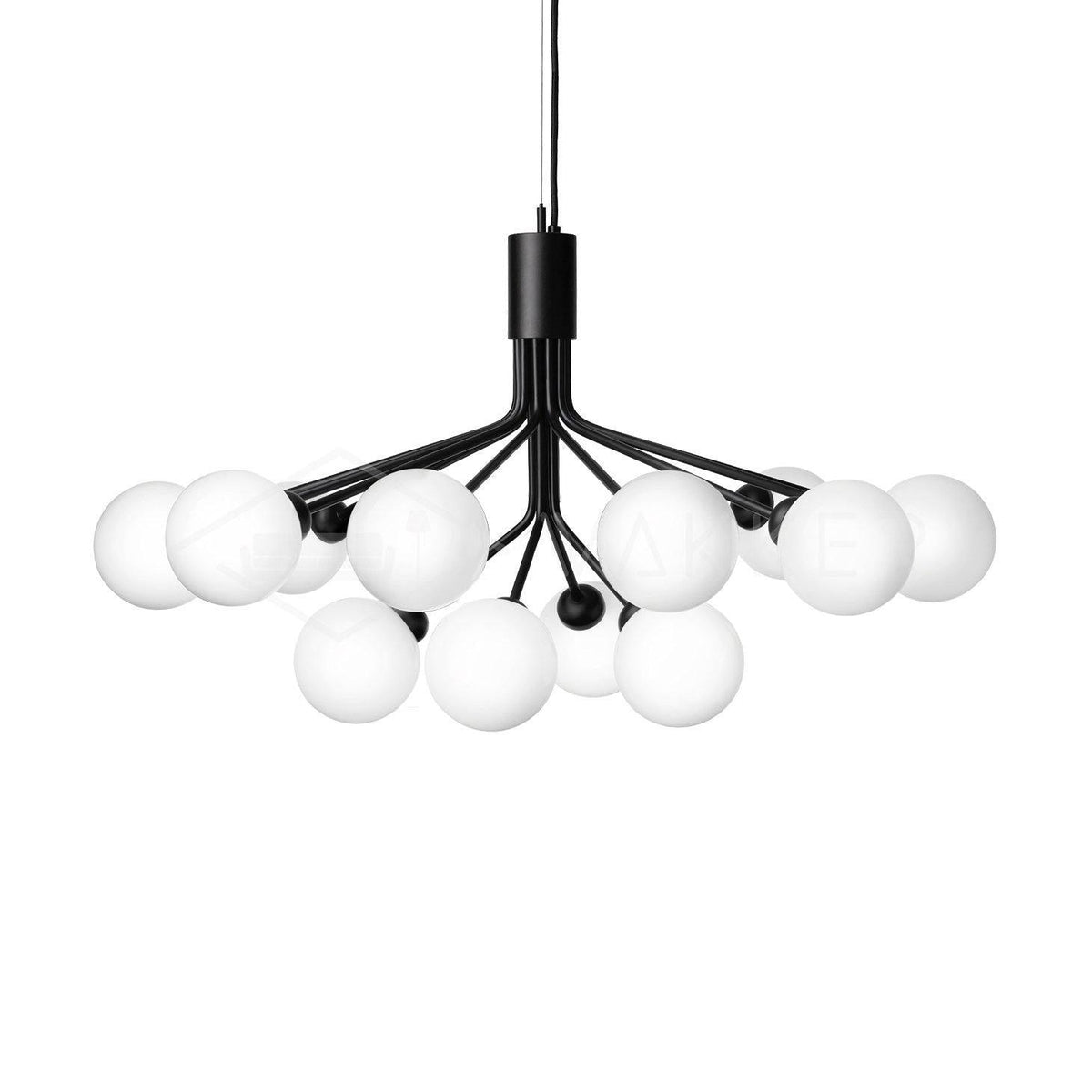 Eirelelle Pendelleuchte mit Glas-Kugel-Cluster in Messing