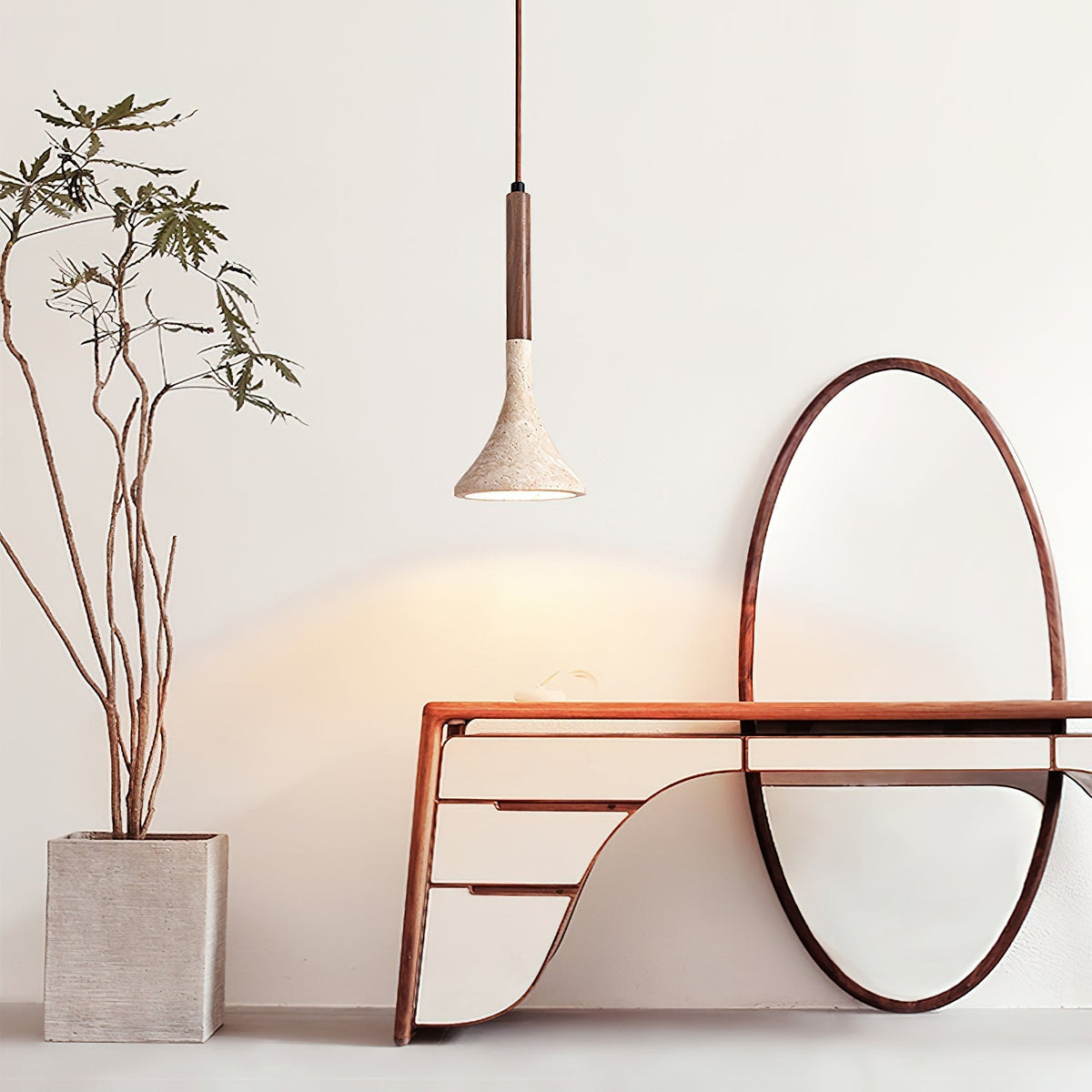 Taviaya Minimalistische Pendelleuchte aus Travertin