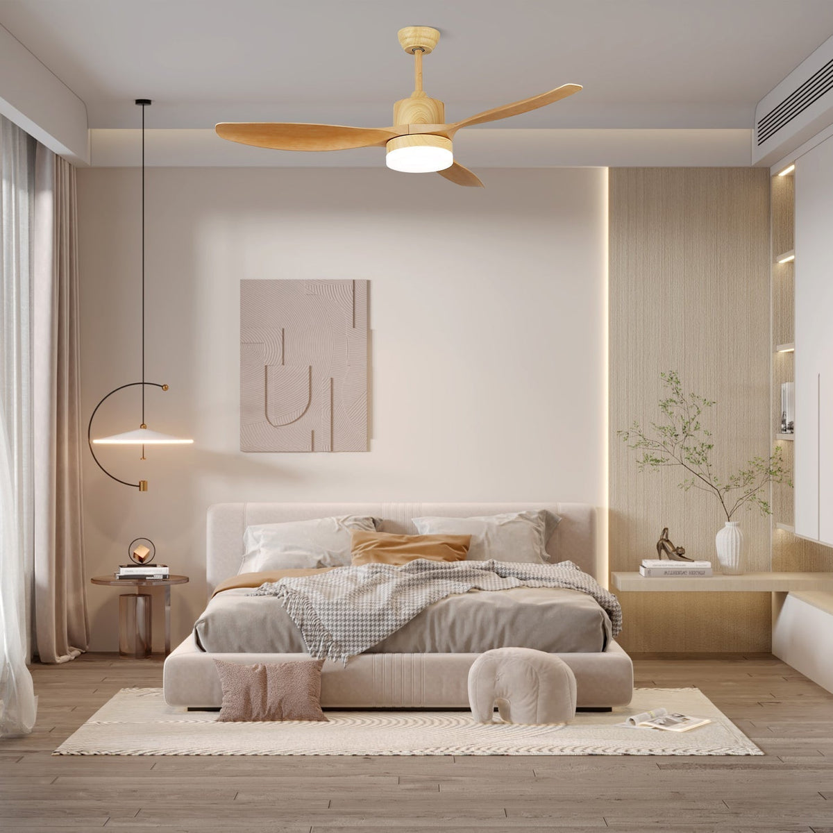 Arysen zeitgenössische Deckenventilator mit Beleuchtung aus Holz