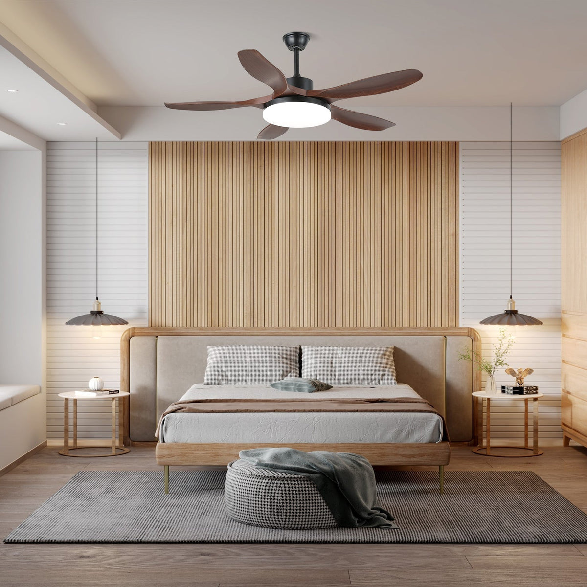 Arysen zeitgenössische Deckenventilator mit Beleuchtung aus Holz