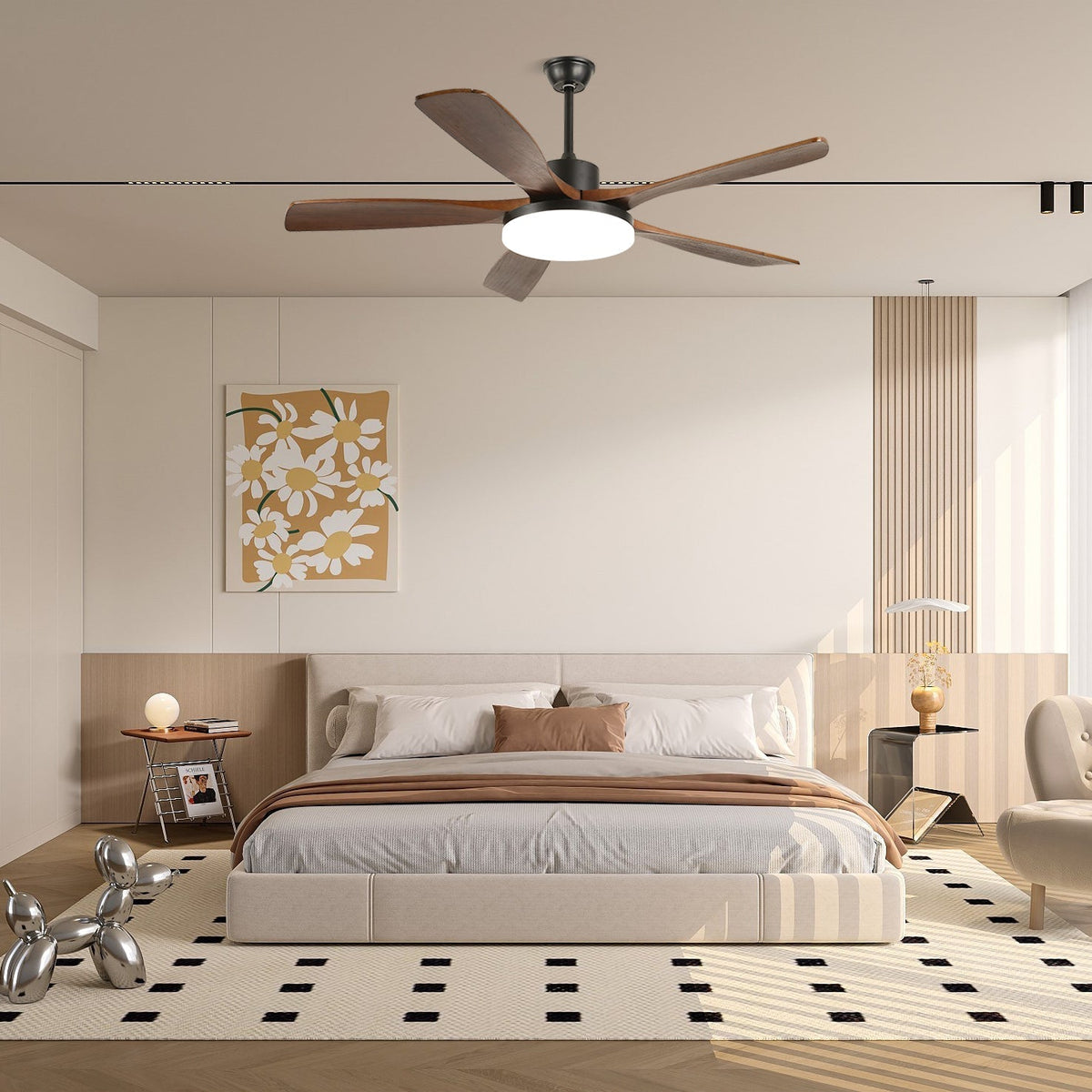 Arysen zeitgenössische Deckenventilator mit Beleuchtung aus Holz