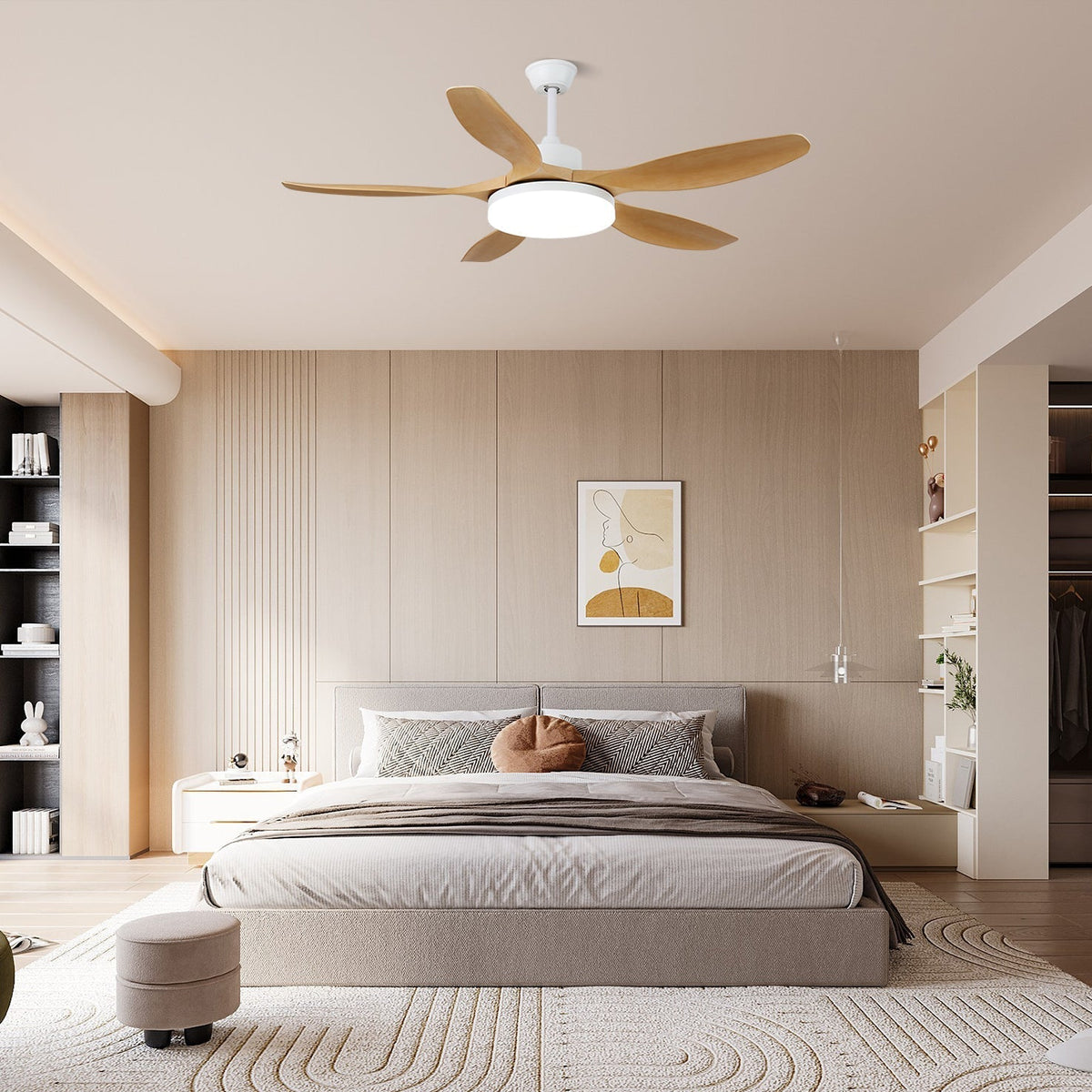 Arysen zeitgenössische Deckenventilator mit Beleuchtung aus Holz