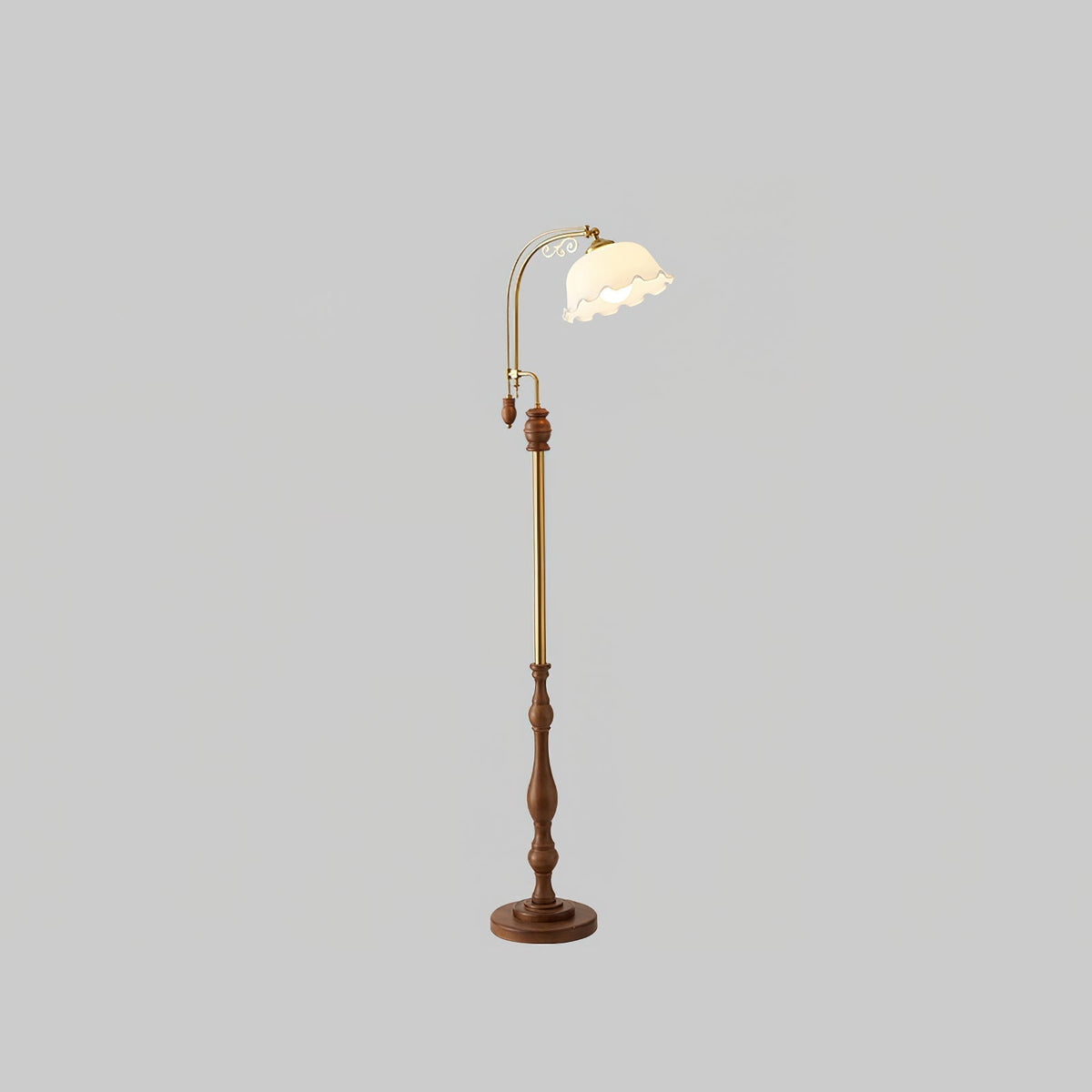 Darisel Stehleuchte aus Holz im Vintage-Stil