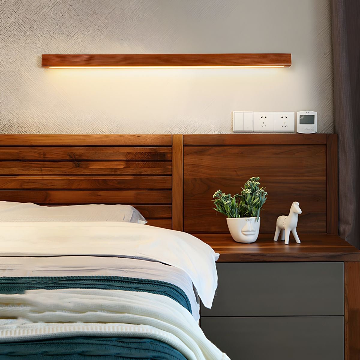 Elvivine Wandleuchte Holz Linear Minimalistisch LED