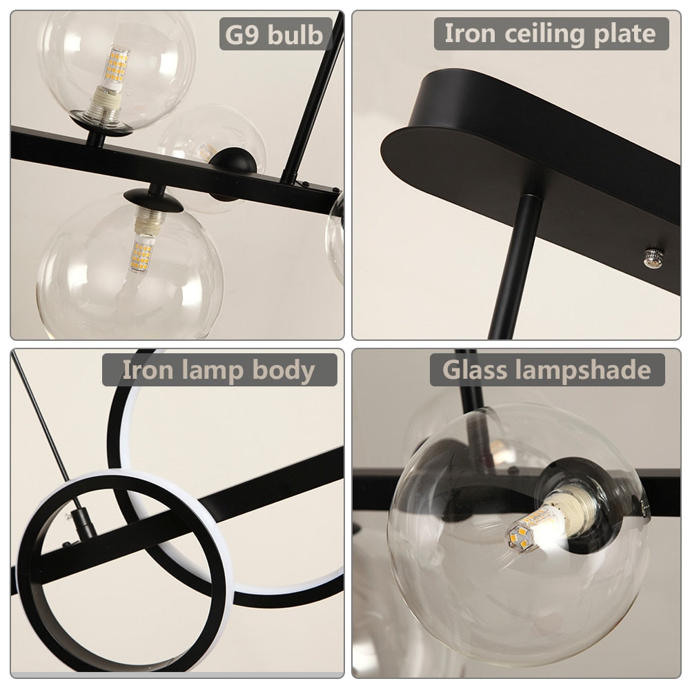 Valentina Modern Linear LED Pendelleuchte Schwarz/Gold Ess/Wohnzimmer Esstisch Metall&Glas
