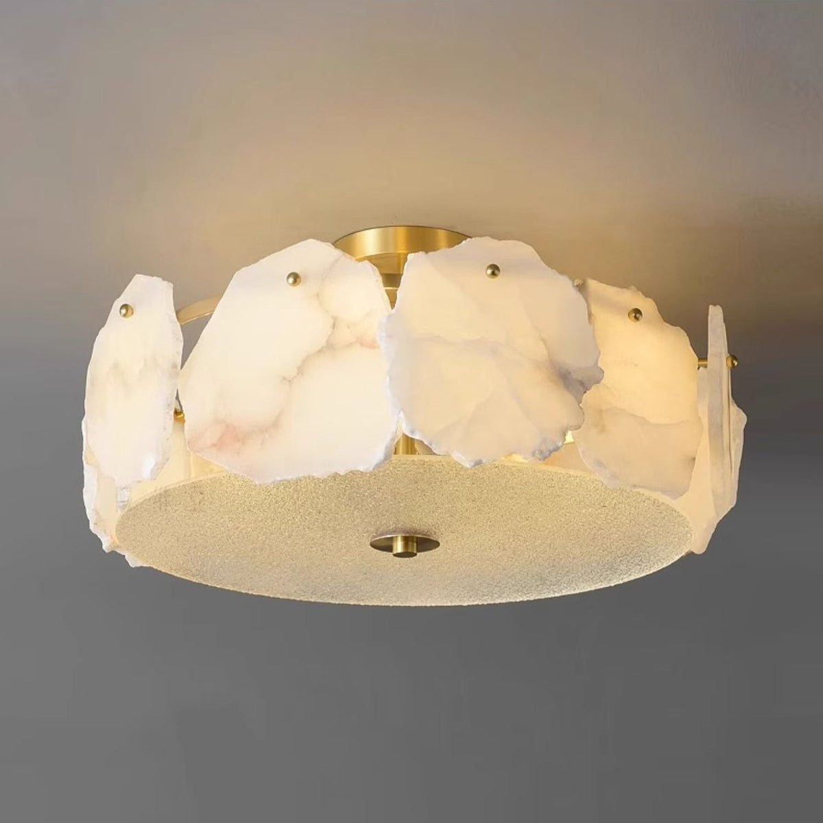 Elay raffinierte Scheiben-Flache Alabaster-Glas Deckenleuchte