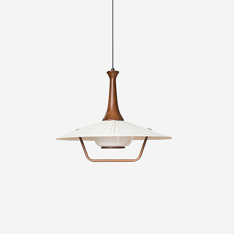 Vionne Pendelleuchte aus Holz und Weiß im Mid-Century-Stil