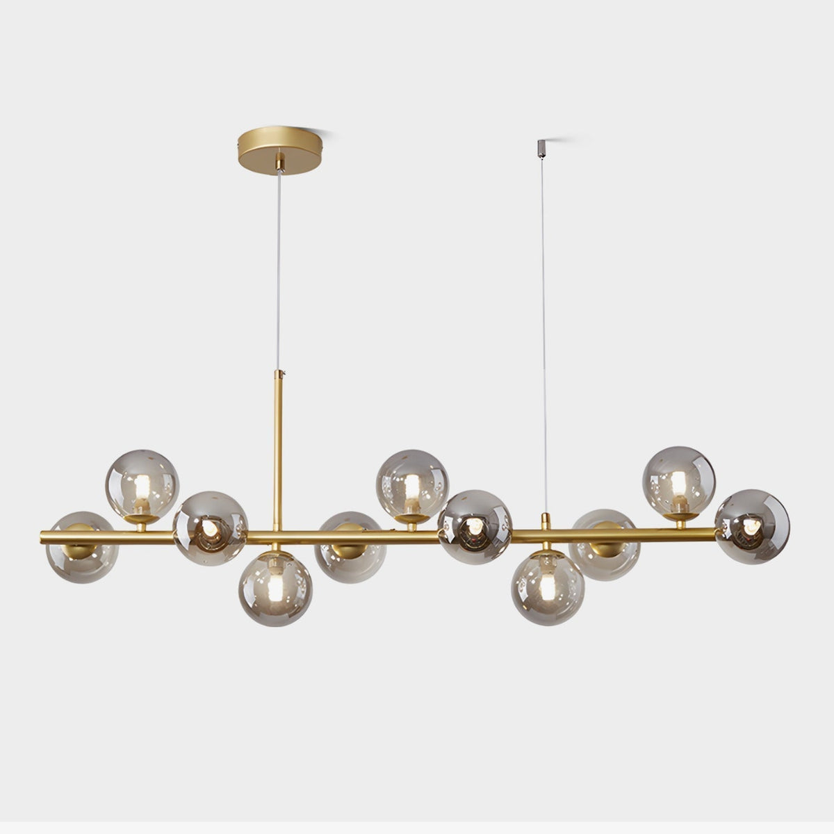 Lioroora Kronleuchter Glas Kugel Gold 12-Light