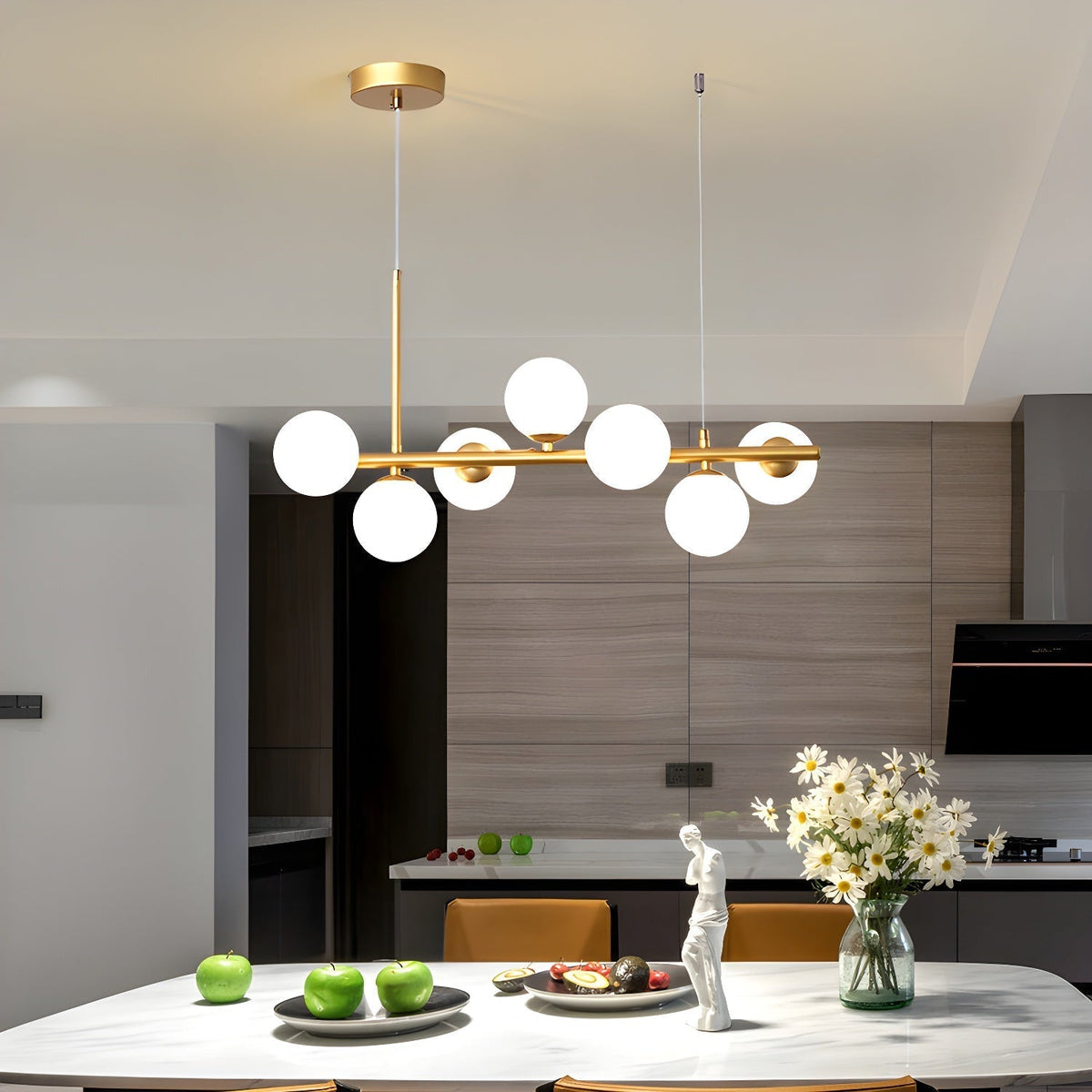 Lioroora Kronleuchter Glas Kugel Gold 12-Light