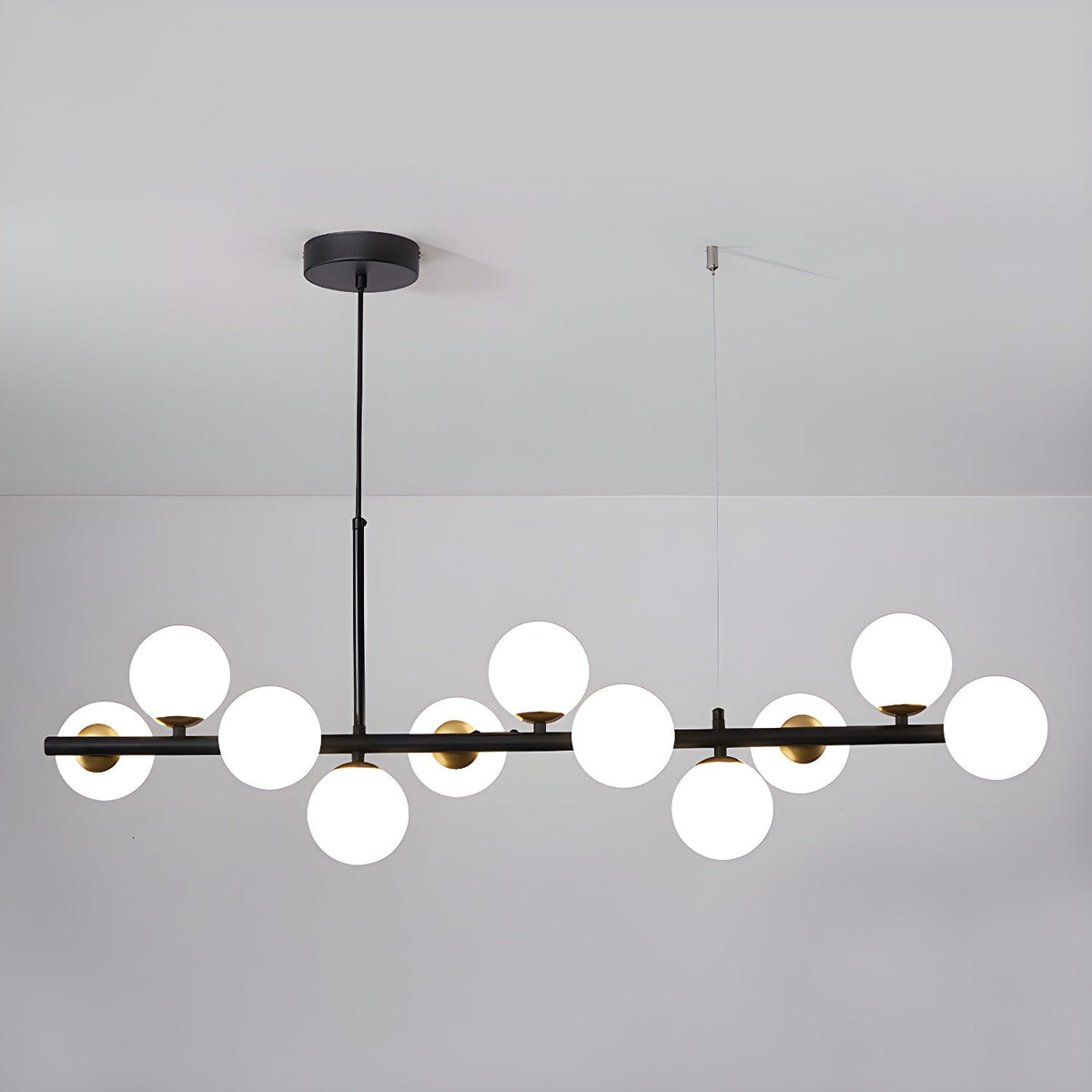 Lioroora Kronleuchter Glas Kugel Gold 12-Light