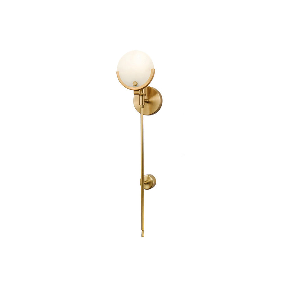 Ljomuvyo zeitgenössische minimalistische Wandleuchte aus Messing mit Alabaster-Lampenschirm