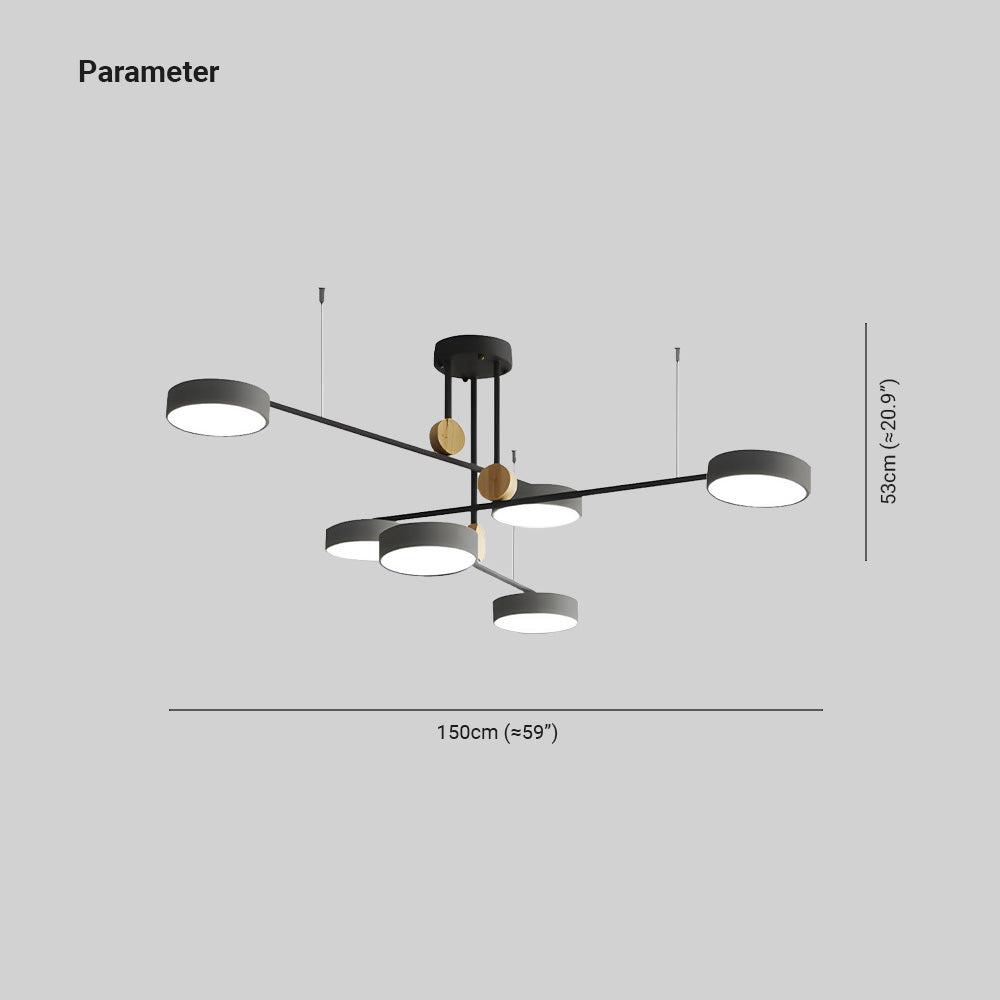 Avi Nordisch Rund LED Kronleuchter Grau/Grün Metall Wohnzimmer