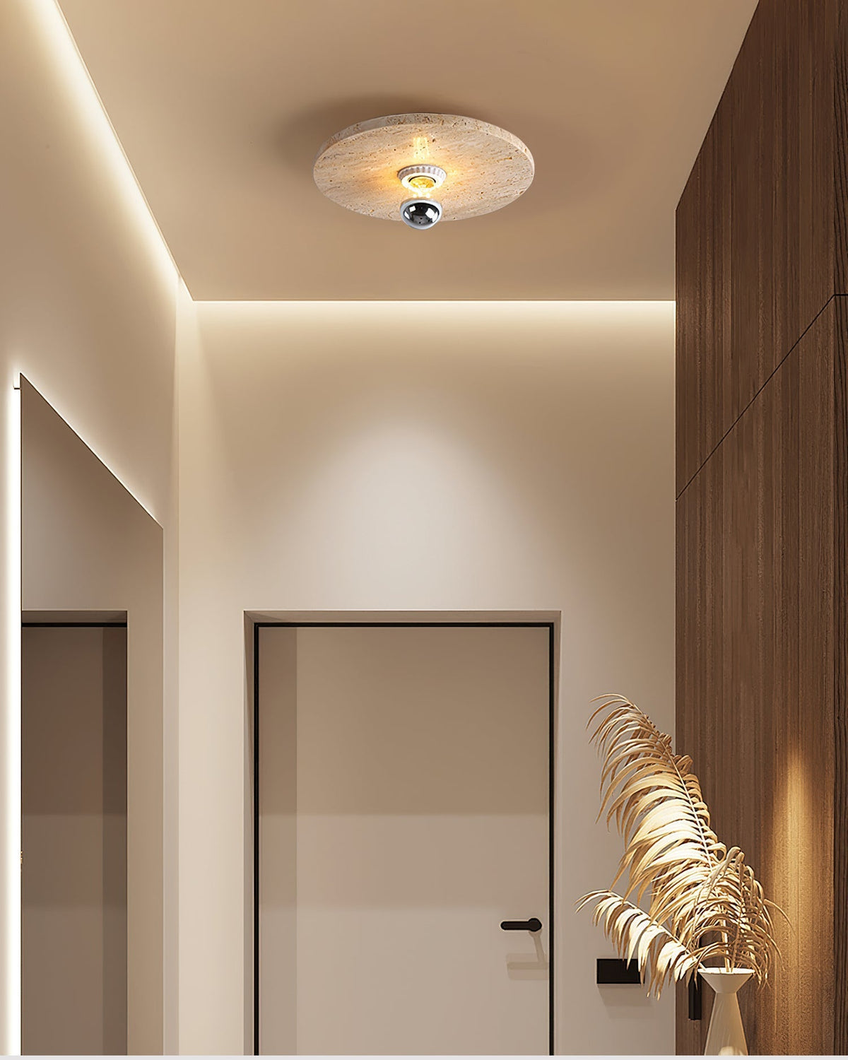 Norarora Travertin flache Deckenleuchte Beige