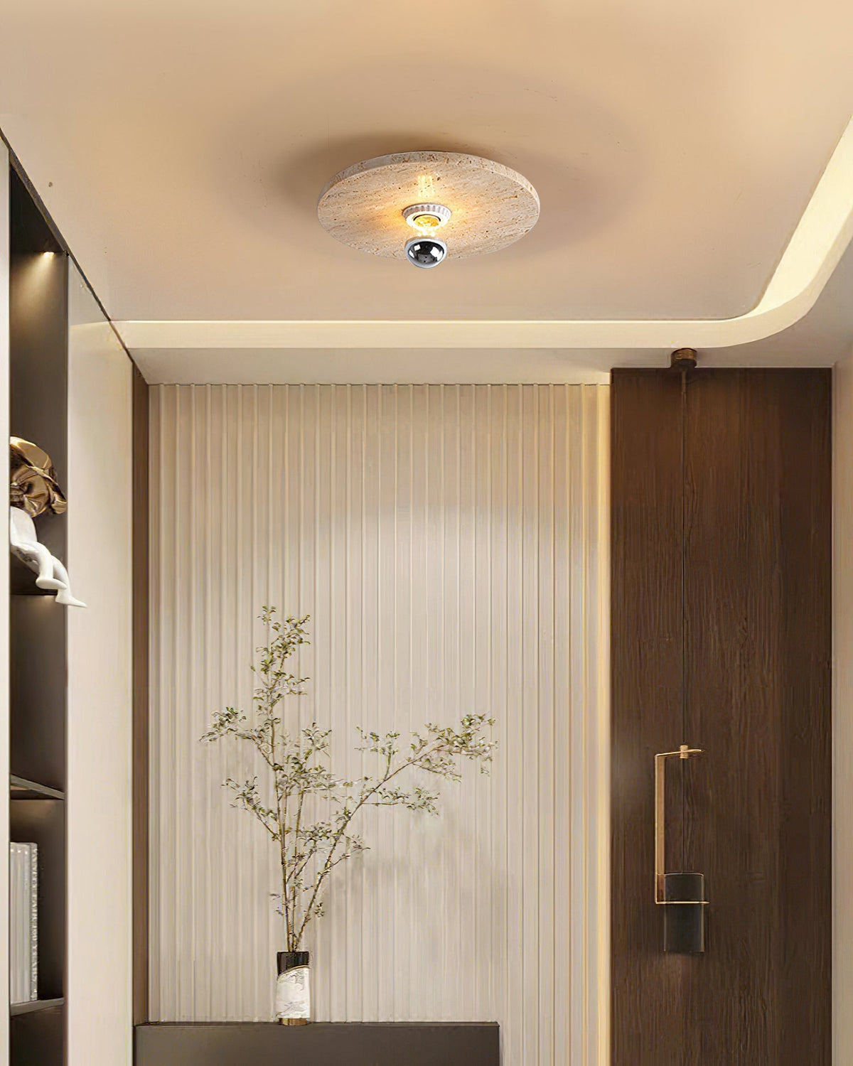 Norarora Travertin flache Deckenleuchte Beige