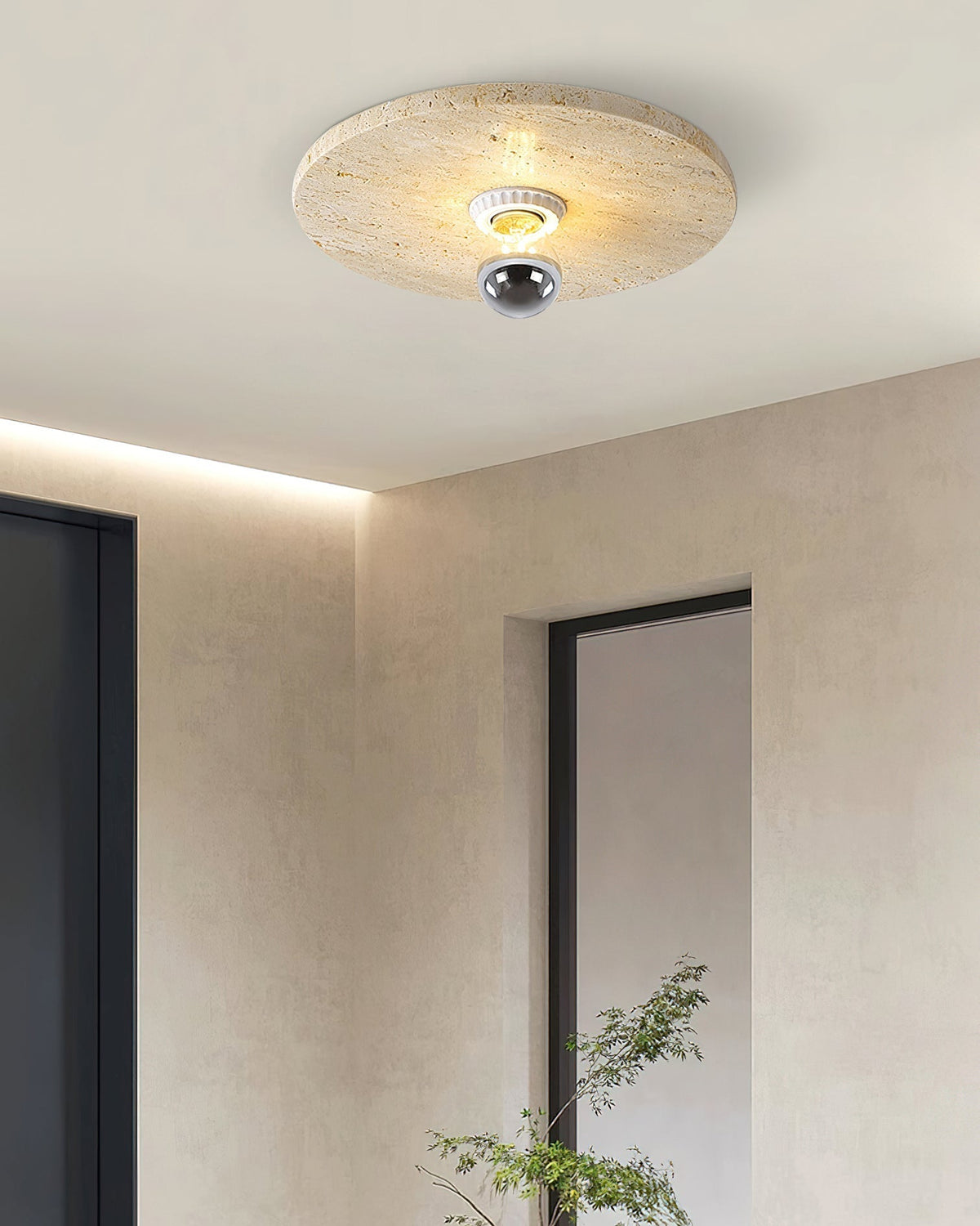 Norarora Travertin flache Deckenleuchte Beige