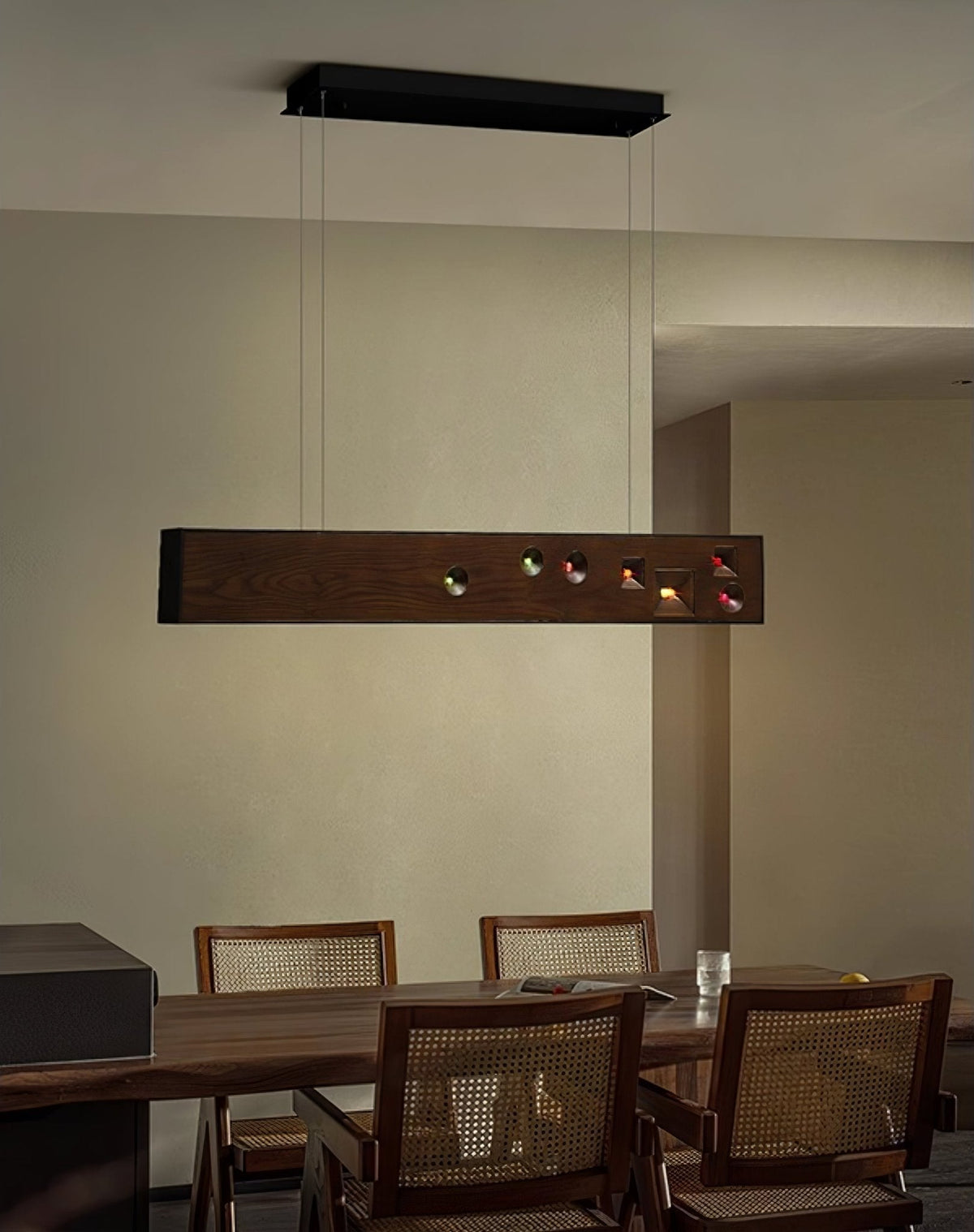 Elvorora Pendelleuchte Holz Linear LED Edelstein