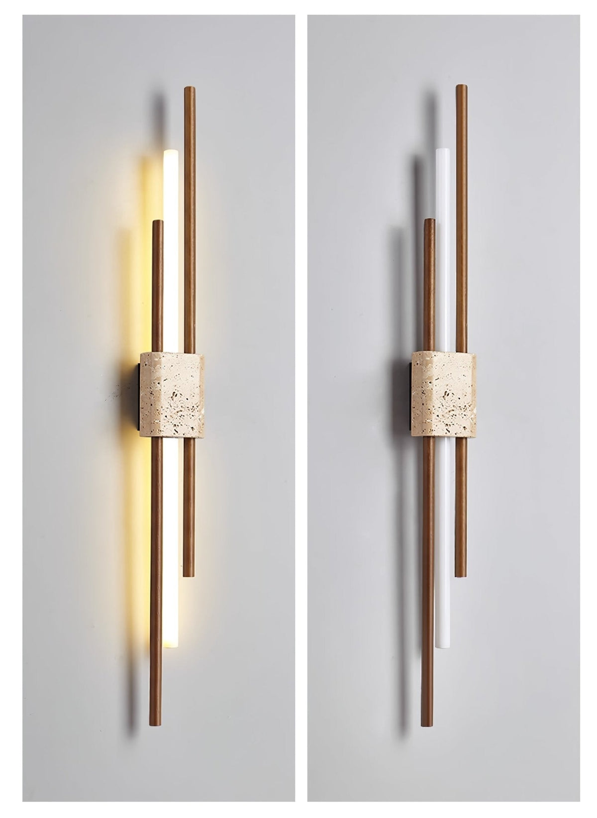 Eden Terra Travertine Wandleuchte aus Walnuss