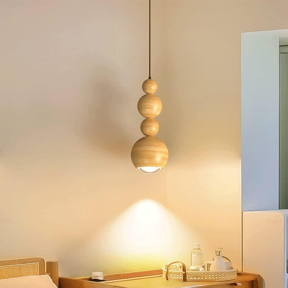 Muto Vintage LED Pendelleuchte Weiß Holz Metall Wohnzimmer