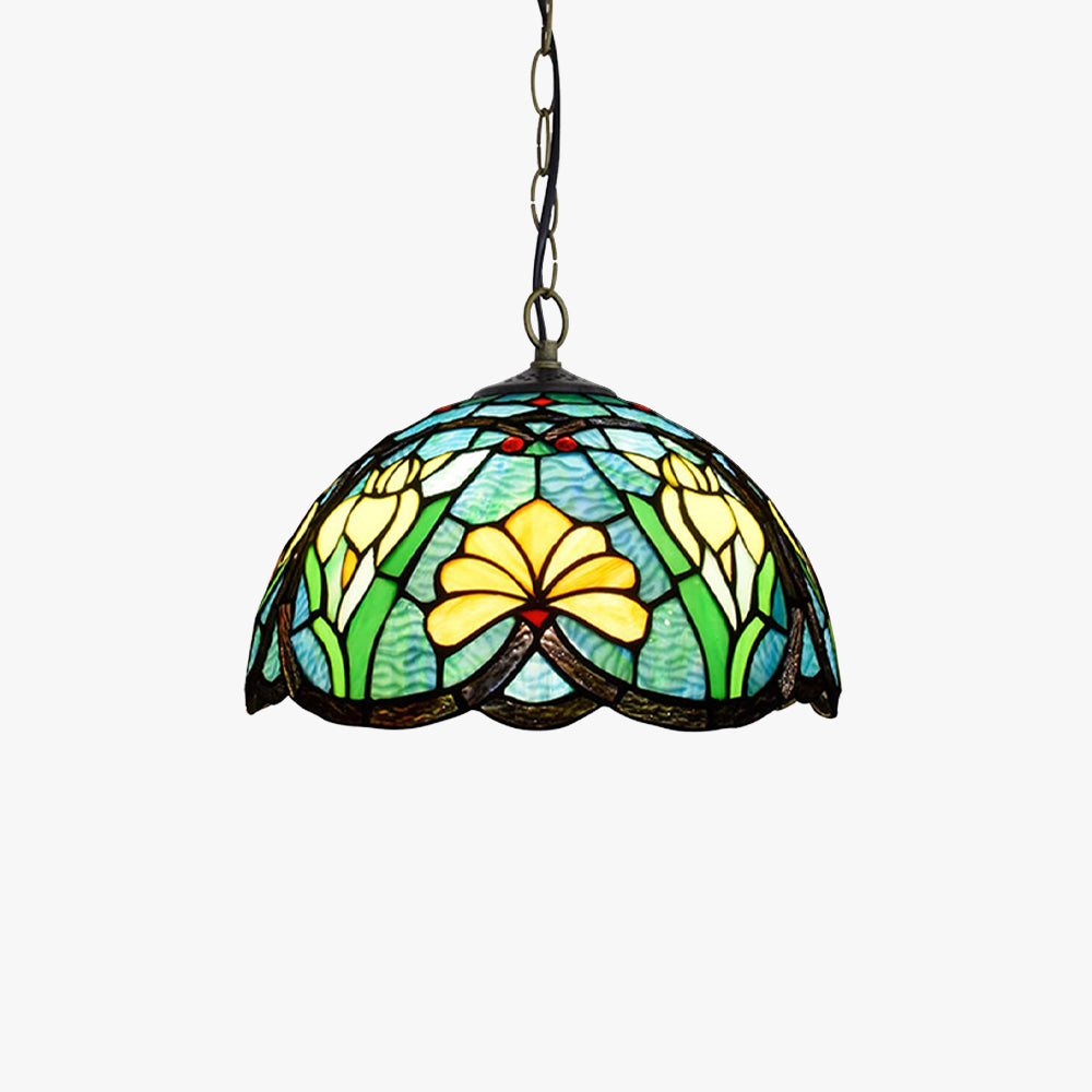 Arisha Vintage Farbig Blumen Buntglas Pendelleuchte