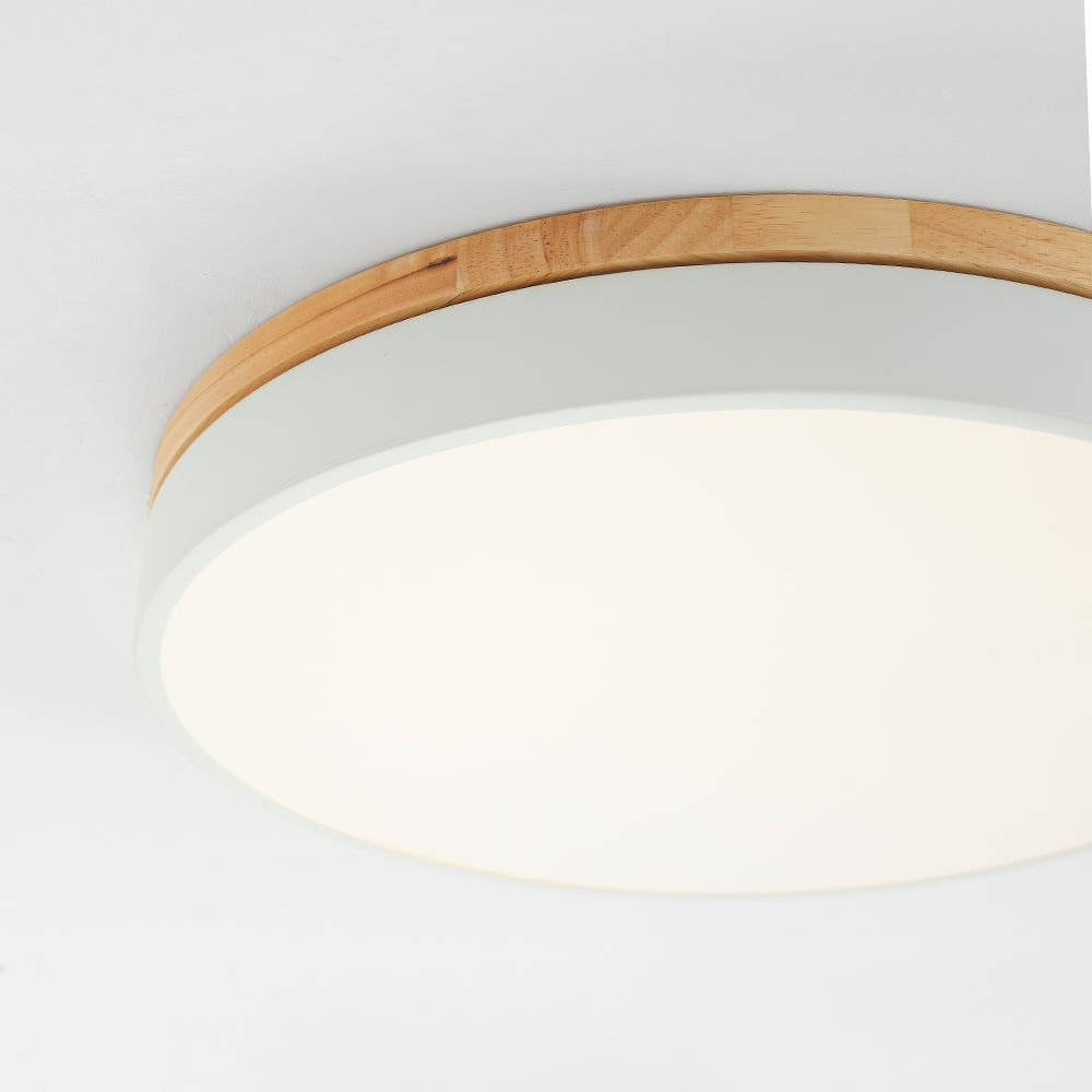 Aria Modern LED Deckenleuchte Rund, Weiß/Gelb/Grün/Grau, Schlafzimmer, Metall Holz