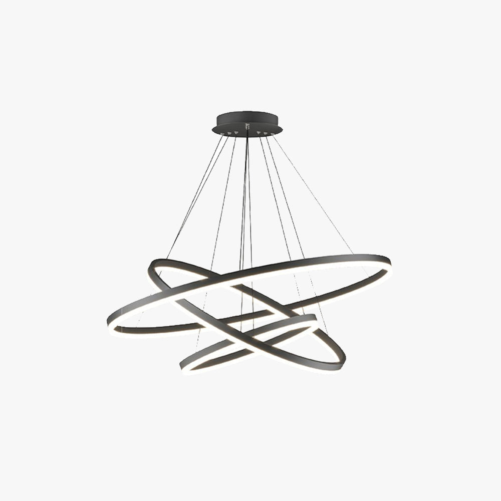 Arisha Modern 3-Ringe LED Pendelleuchte Schwarz Wohn/Schlaf/Esszimmer