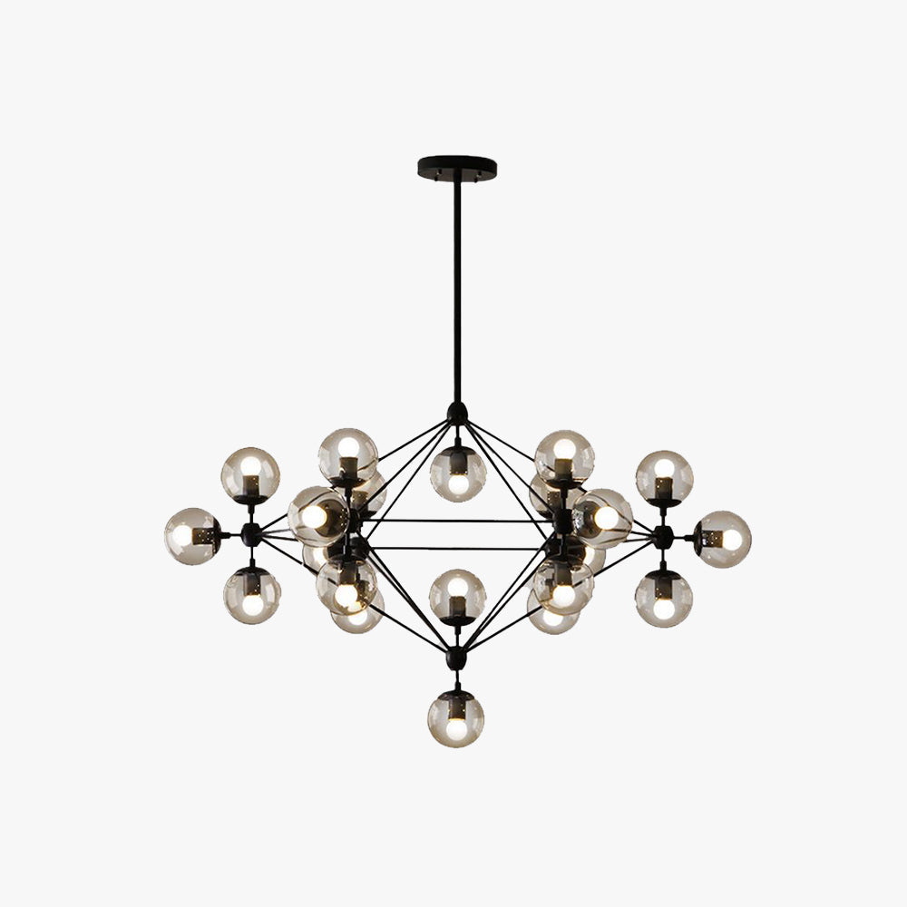 Valentina Linear Design LED Kronleuchter Schwarz Wohn/Schlaf/Esszimmer Metall&Glas 4/10/15/21-flammig