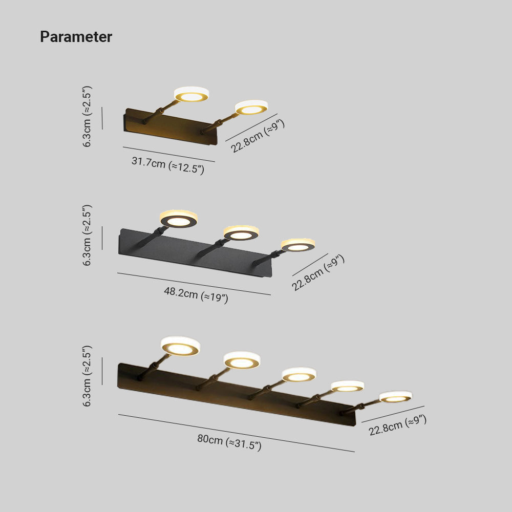 Arisha Modern Rund LED Wandleuchte Schwarz Bade/Schlafzimmer Metall Acryl 2/3/5 Leuchten