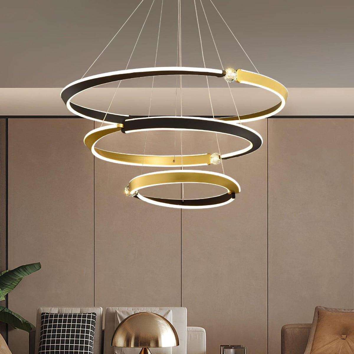 Elyerora Kronleuchter Kronleuchte Kristall Schwarz Gold Essbereich LED