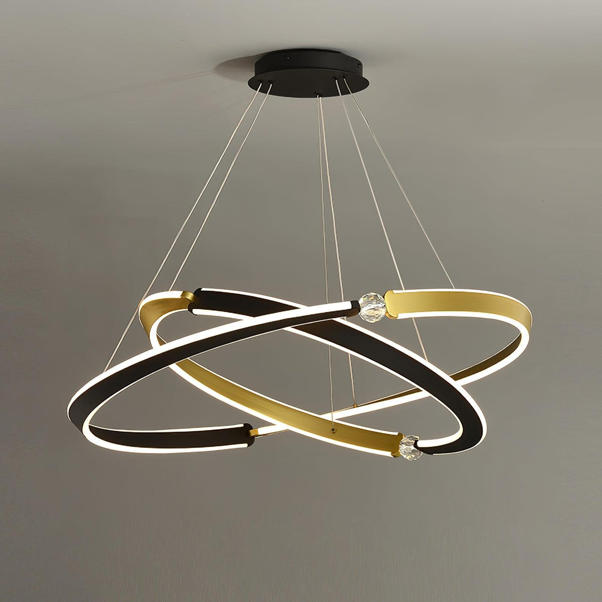 Elyerora Kronleuchter Kronleuchte Kristall Schwarz Gold Essbereich LED