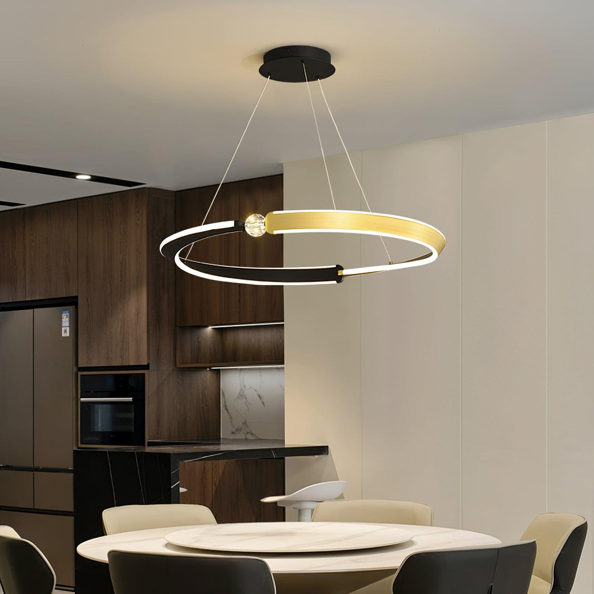 Elyerora Kronleuchter Kronleuchte Kristall Schwarz Gold Essbereich LED