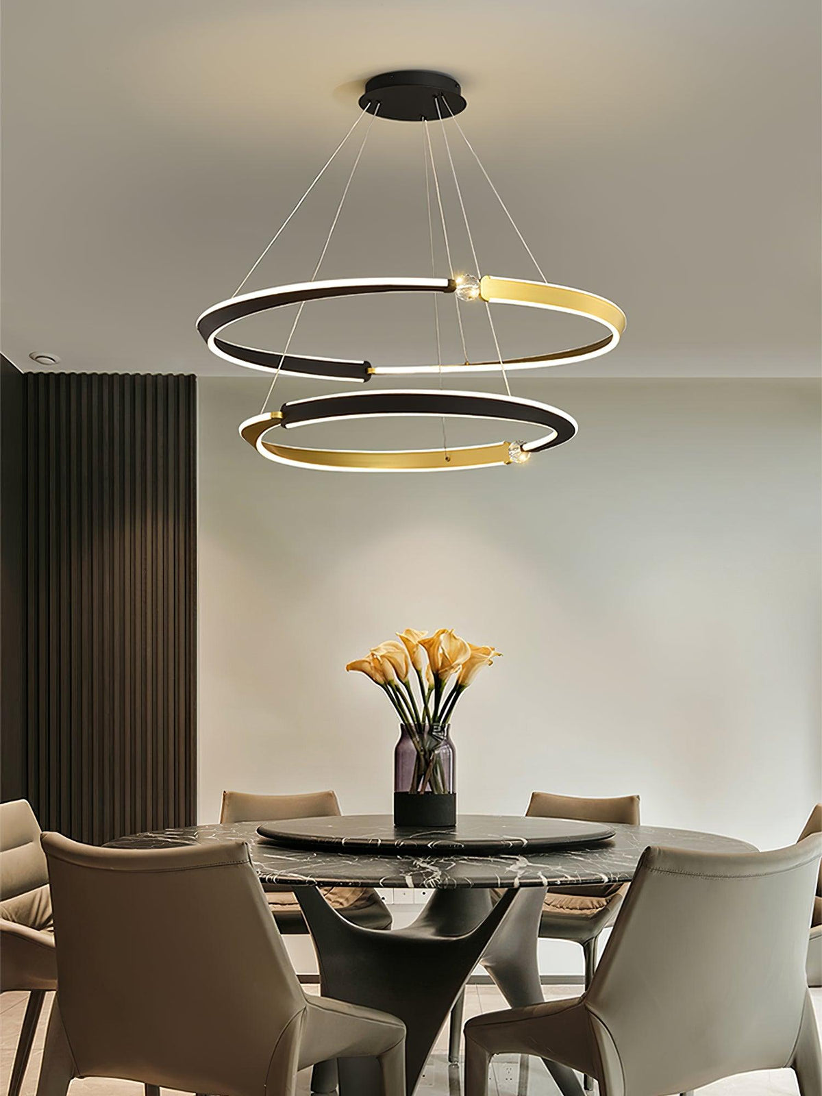 Elyerora Kronleuchter Kronleuchte Kristall Schwarz Gold Essbereich LED
