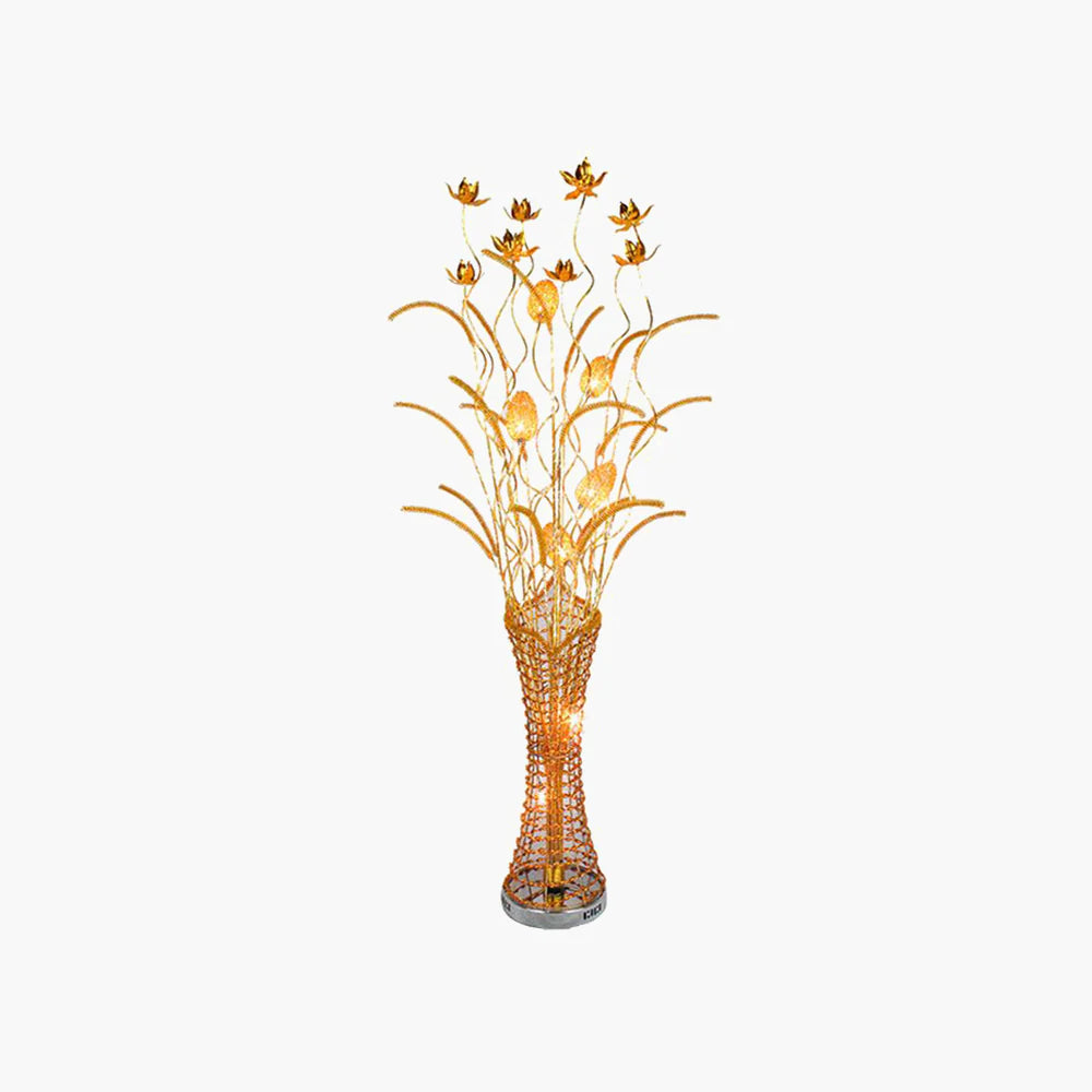 Arisha Art Deco Stehleuchte Vase, Gold, Wohnzimmer, Metall