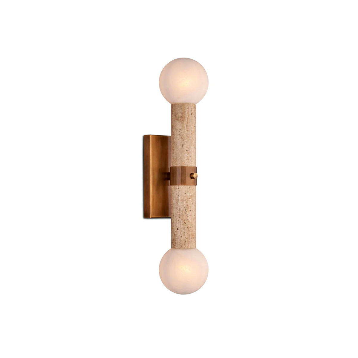 Dvaluvyh zeitgenössische minimalistische Travertin-Metal-Glas-Wandleuchte aus Metall