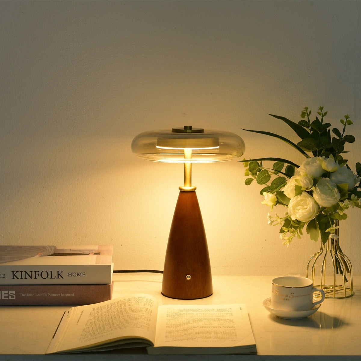 Mushroom Retro-Glas-Tischlampe