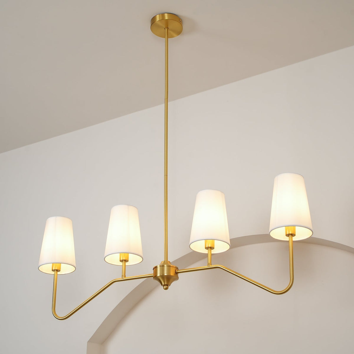 Oriinissa Kronleuchter Messing gebogen Beige linear