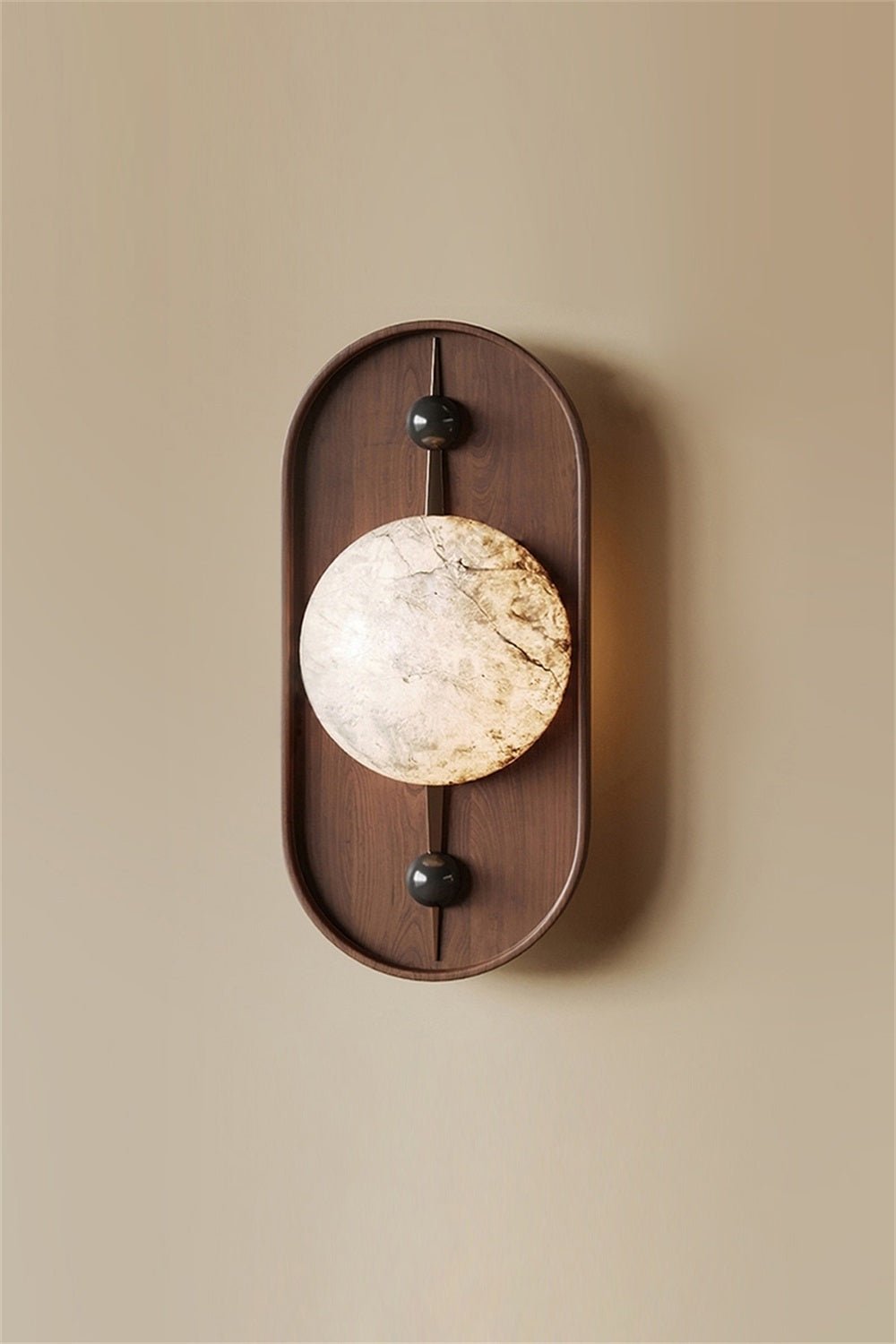 Nivuielle Oval Alabaster Holz Wandleuchte