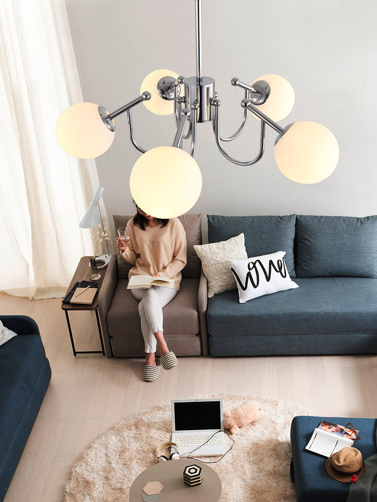 Tave Kronleuchter Kugel Chrom modern