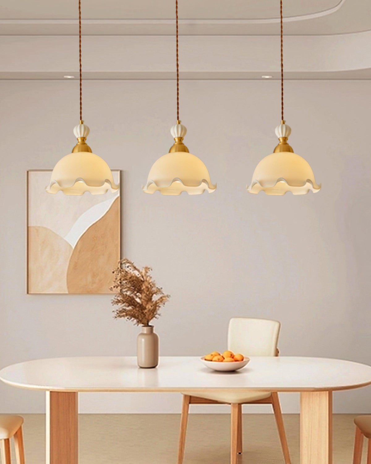 Pendelleuchte Wavy Edge Glas Lampenschirm Soft Glow Vintage Romantisch