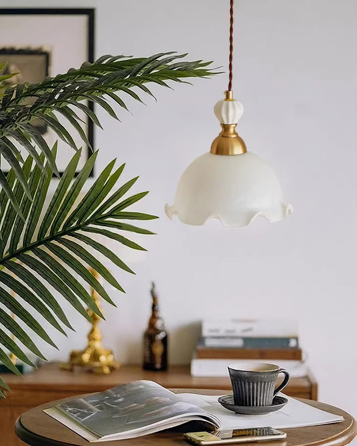 Pendelleuchte Wavy Edge Glas Lampenschirm Soft Glow Vintage Romantisch