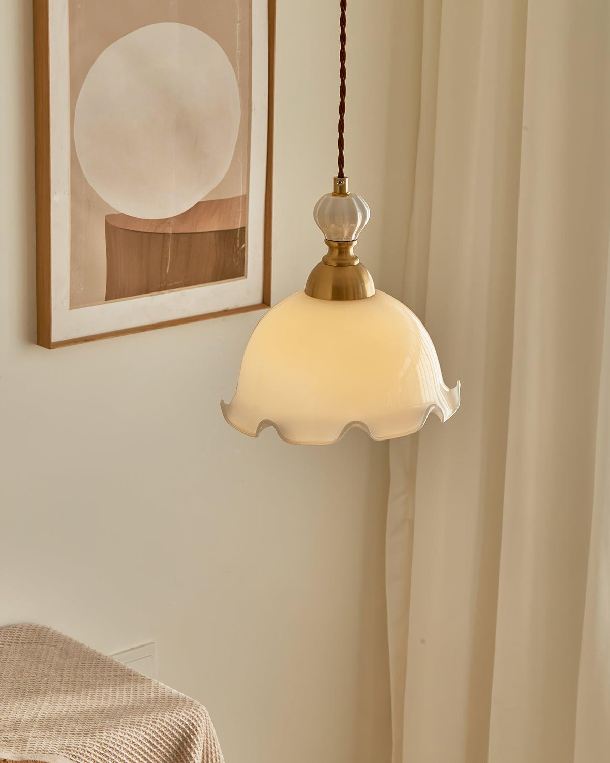 Pendelleuchte Wavy Edge Glas Lampenschirm Soft Glow Vintage Romantisch