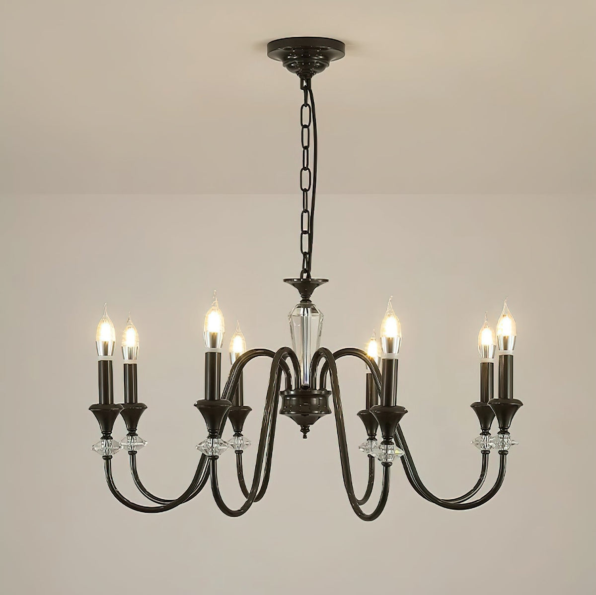 Selivora Kronleuchter Schwarz & Kristall Candelabra